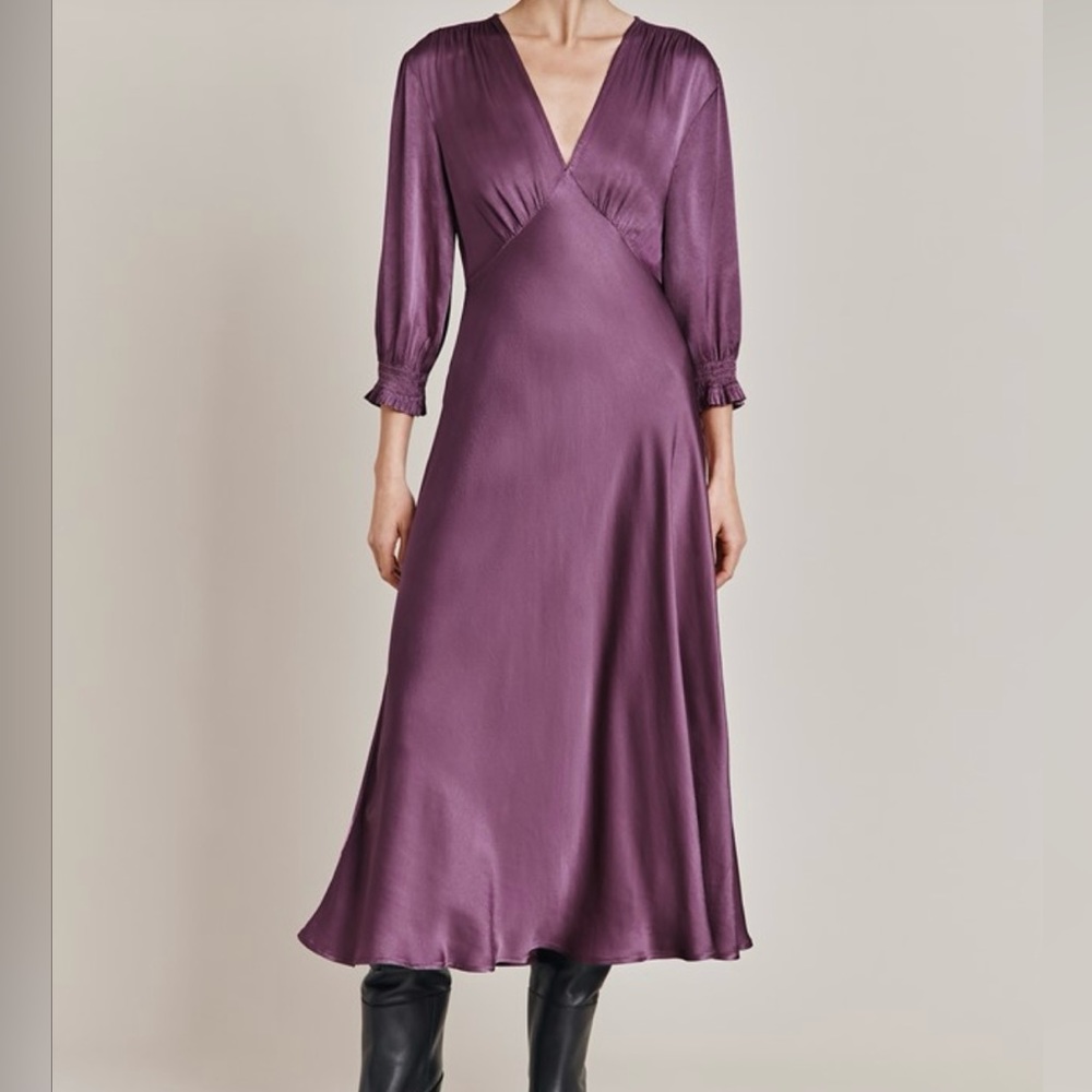 Ghost London Elle Satin Midi Dress - NWT, Size S